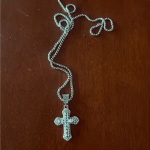 Dazzling Silver Cross Pendant Necklace